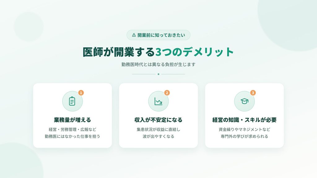 医師が開業するデメリット
